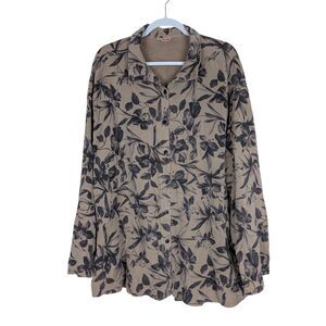 Tianello Floral Dyed Tencel Leslie Button Blouse Shirt USA XL